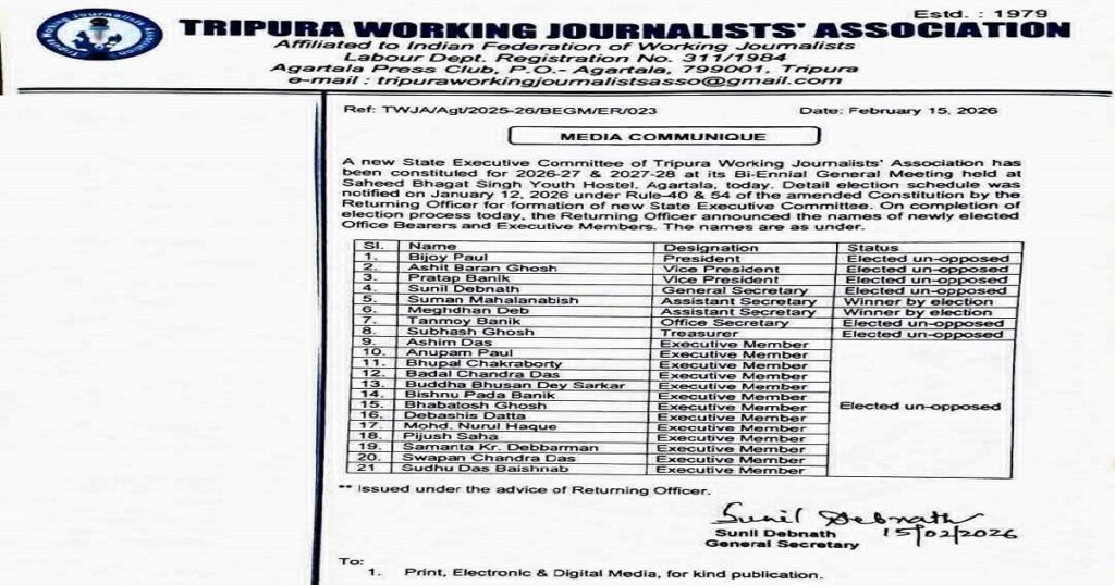 TWJA New Executive Committee 2026-28 Announced 1 TWJA New Executive Committee 2026-28 Announced